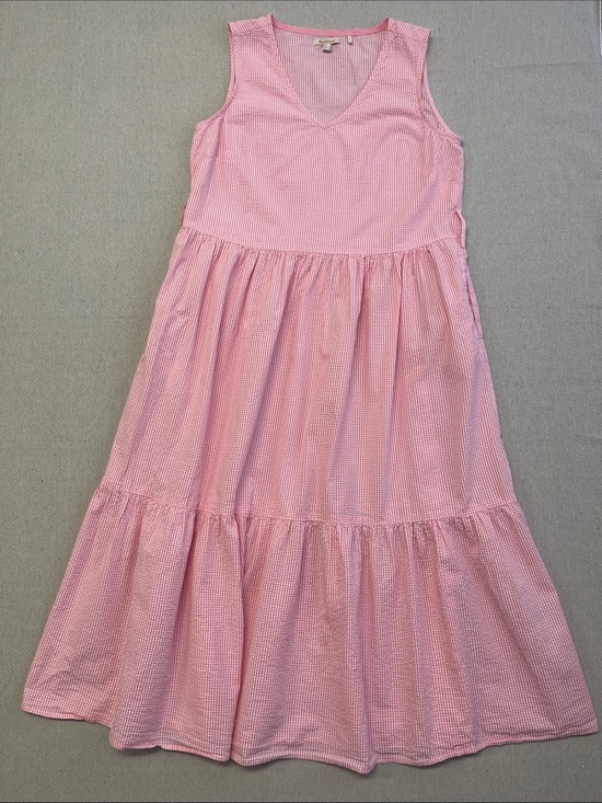 Barbour Dresses & Skirts - Barbour Pink Gingham Tiered Midi Dress Pockets Sleeveless Women’s US 6